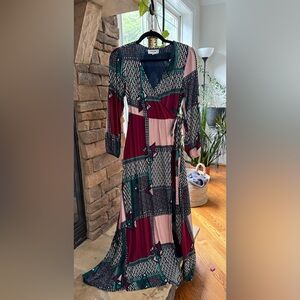 Porridge Patchwork Maxi Wrap Dress